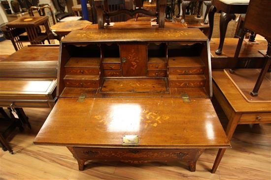 An early 19th century Dutch marquetry oak bureau, W.3ft 6in.